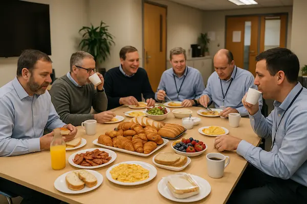 varios papás celebrando su dia en la oficina